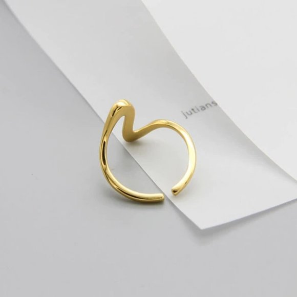*NEW Gold/Sterling Silver Wave Adjustable Ring - Picture 4 of 11